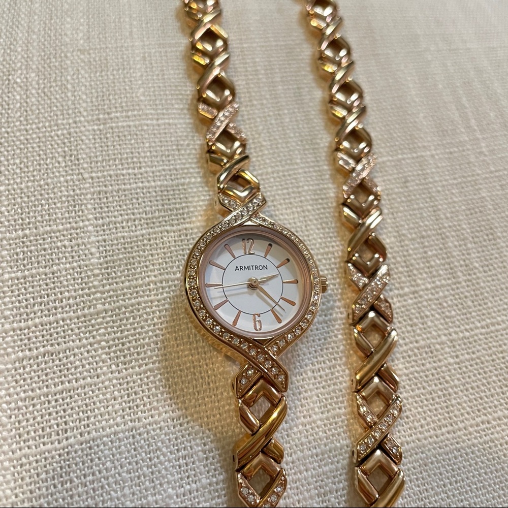 COPY - Gold-tone Armitron Women's Watch | Swarovski Crystal with Matching Brace…